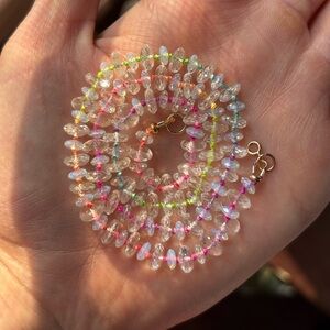 Hand Knotted Silk Quarts Necklace w/ 14k Findings